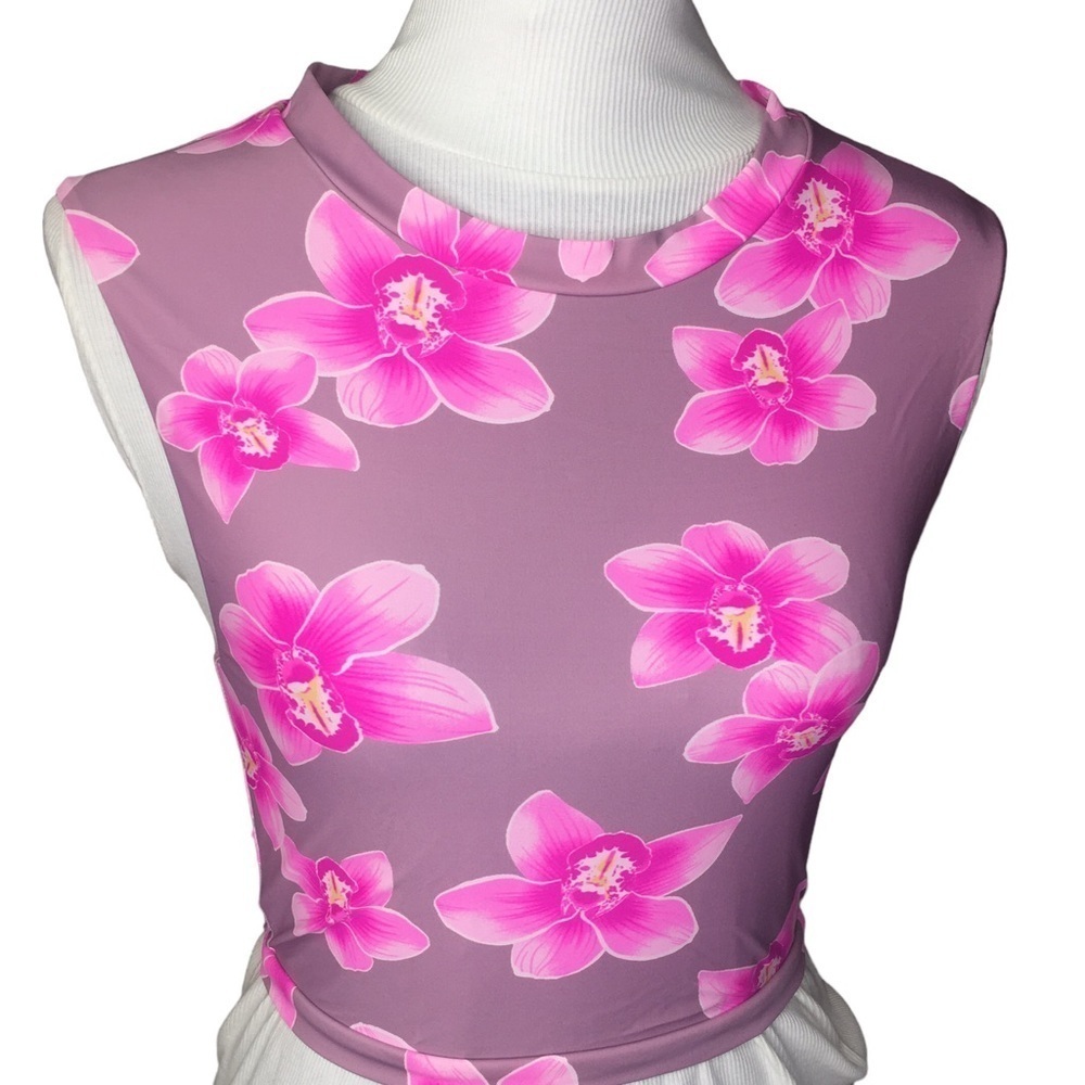 New Acacia Free People Costa Top in Gili Pink Orchid Floral New